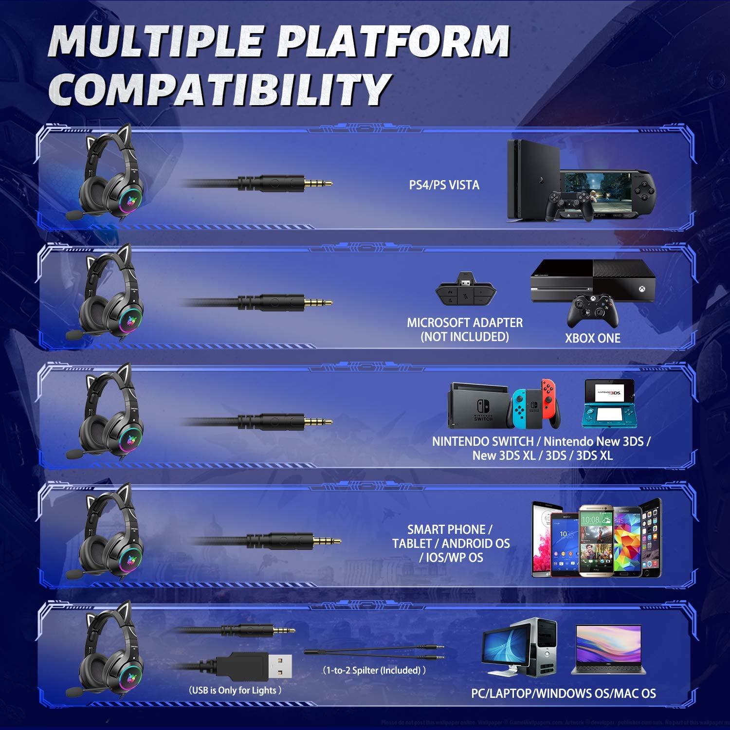 Black Cat Ears Gaming Headset - Switcheries